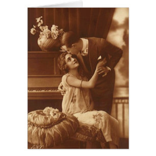 Romantic Couple Embrace Funny Sepia Anniversary Cards