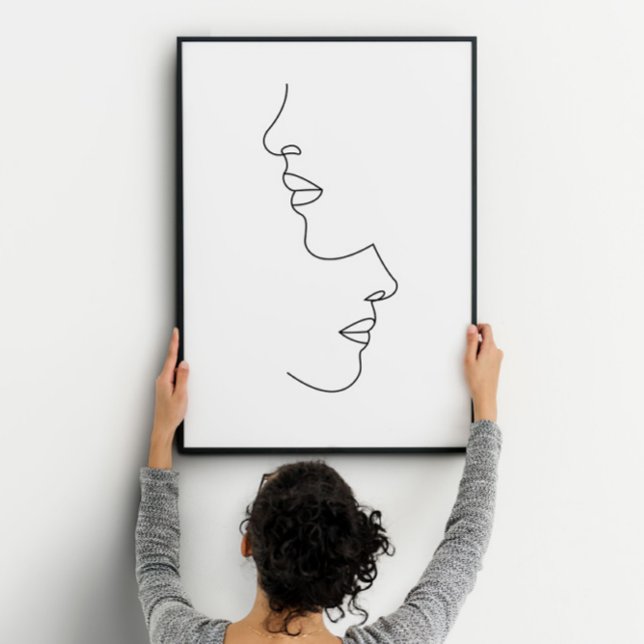 Romantic couple face line art  poster (Creator Uploaded)