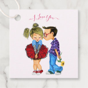 Romantic Couple Favor Tags with I Love You Text