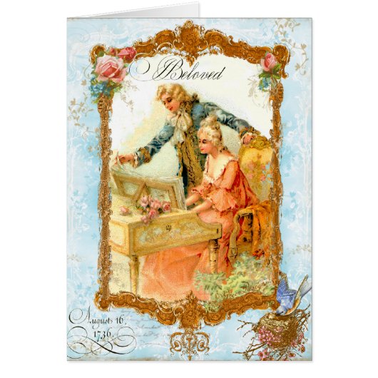 Romantic Couple French Vintage Style Cards (Front)