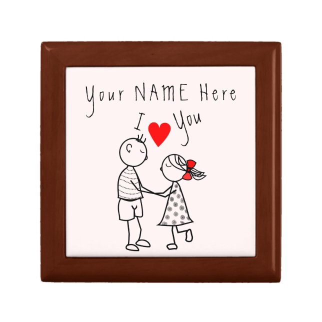 Romantic Couple Gift Box with Custom Name Text (Front)