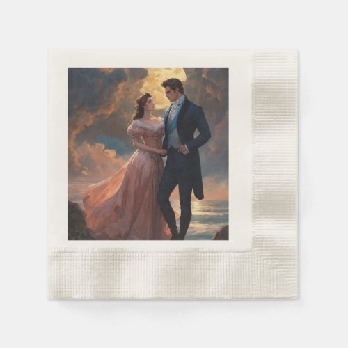 romantic couple handmade Realistic napkin design 