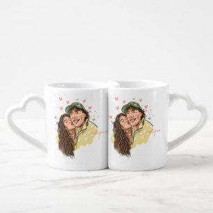 Romantic Couple Heart - handled Mug