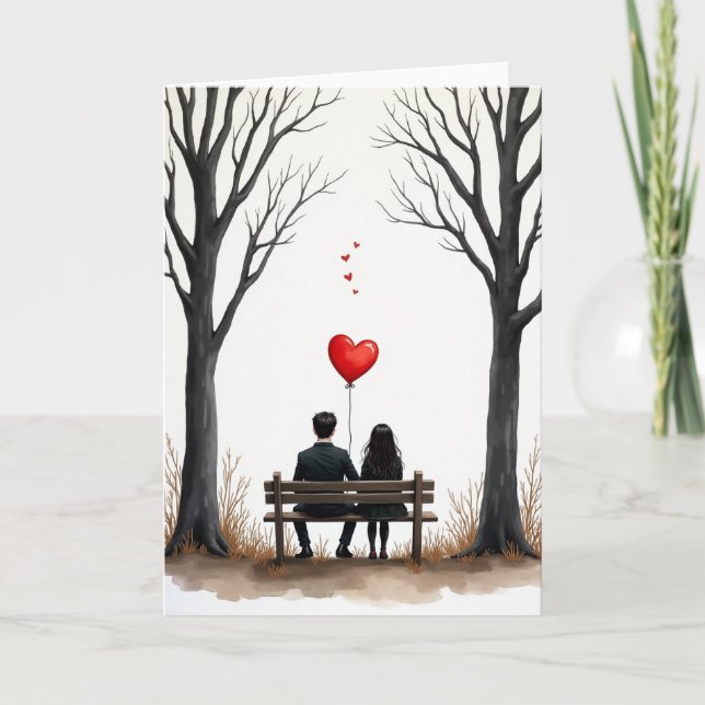 Romantic Couple Hearts Card (Front)