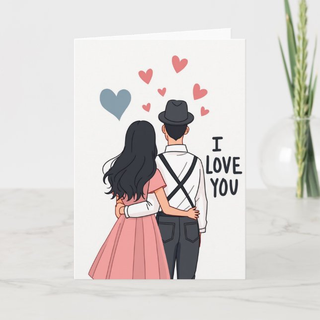 Romantic Couple Hearts Love Card (Front)
