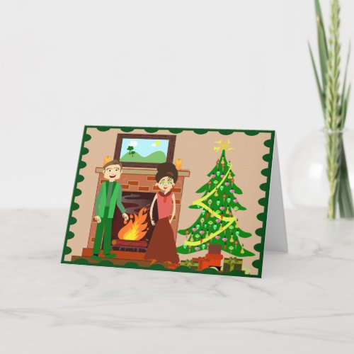 Romantic Couple Holiday Vintage Christmas Art