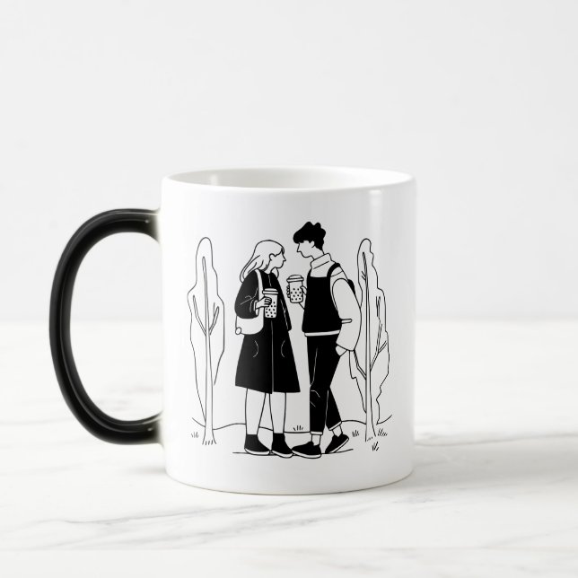 Romantic Couple Illustration Mug  Minimalist Blac (Left)