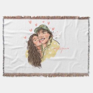 Romantic Couple Illustration Throw Blanket
