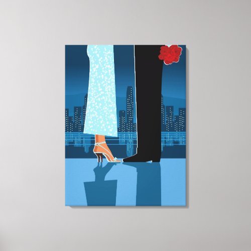 Romantic Couple in City Canvas Print