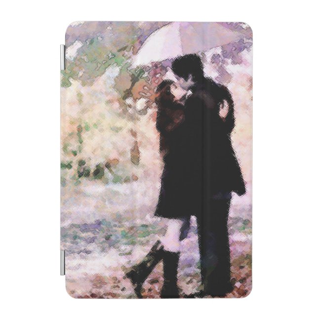 Romantic Couple in Love Kissing in The Rain  iPad Mini Cover (Front)
