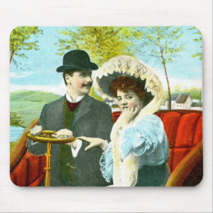 Romantic couple in vintage scene mouse pad