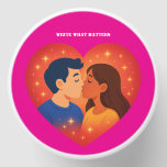 Romantic Couple Kiss Candle, Pink Heart Love Gift  Mini Candle Favors<br><div class="desc">Celebrate your love story with this Romantic Couple Kiss Candle, featuring a charming illustration of a sweet kiss inside a glowing heart full of golden sparkles. The phrase "WRITE WHAT MATTERS" adds a meaningful touch, making it perfect for heartfelt moments. The soft pink background and dreamy romantic vibe make this...</div>