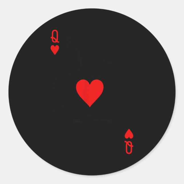 Romantic Couple Kiss Queen Of Hearts Ker Playing C Classic Round Sticker (Front)