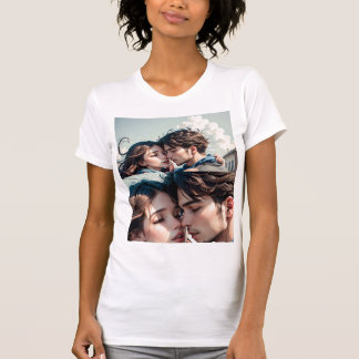 Romantic couple kissing in Road T-Shirt