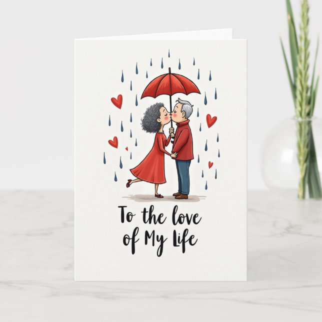 Romantic Couple Kissing Rain Card (Front)