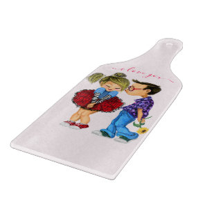 Romantic Couple Love Cutting Board Kiss I Love You