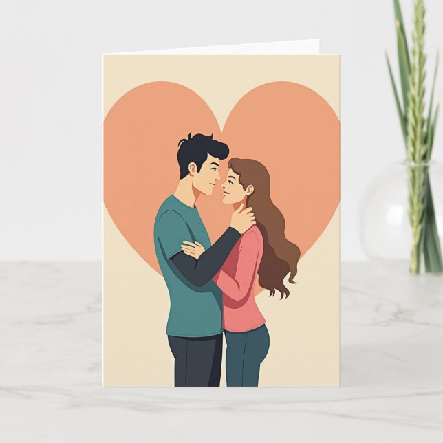 Romantic Couple Love Heart Card (Front)
