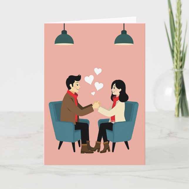 Romantic Couple Love Hearts Card (Front)
