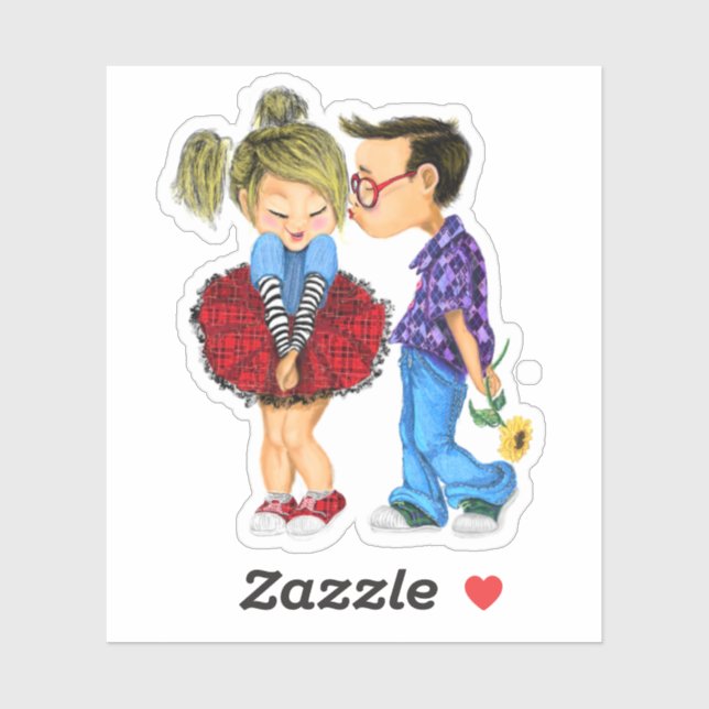 Romantic Couple Love Sticker - Kiss (Sheet)