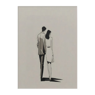 Romantic Couple Minimalist Line Art Acrylic Print