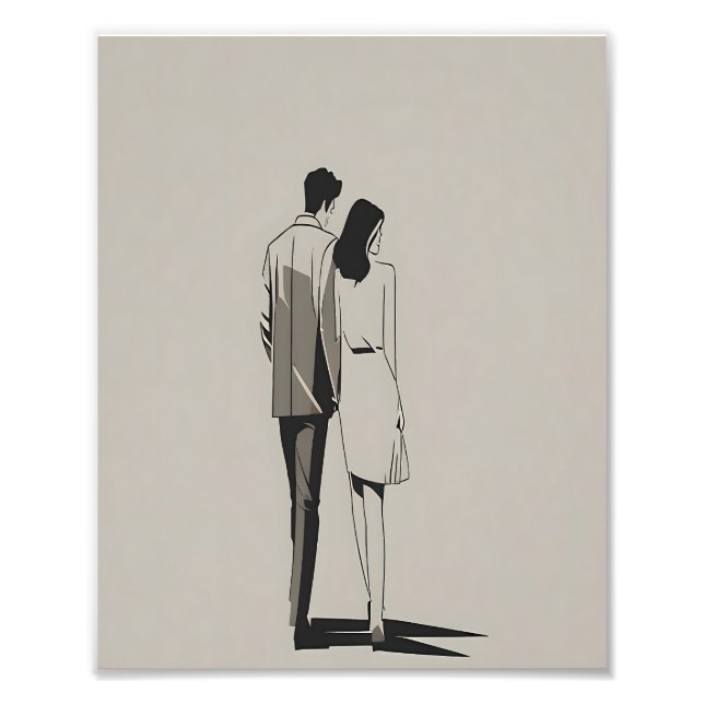 Romantic Couple Minimalist Line Art Photo Print (Front)