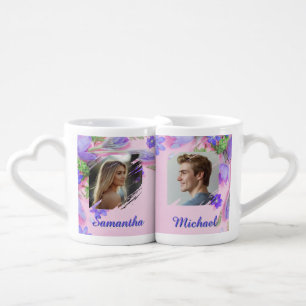 Romantic Couple Mugs   Floral His & Hers Set