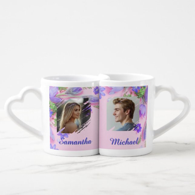 Romantic Couple Mugs | Floral His & Hers Set (Front Nesting)