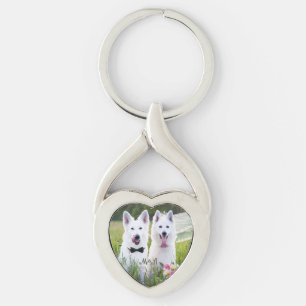 Romantic couple of dogs geting married keychain