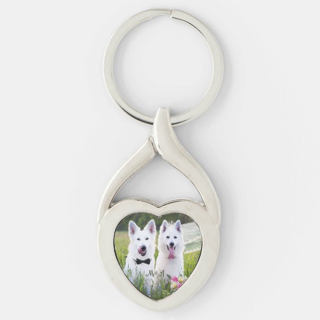 Romantic couple of dogs geting married keychain (Front)