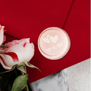 Romantic Couple of Hearts Your Initials Wedding Wax Seal Sticker