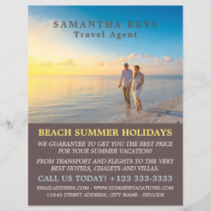 Romantic Couple on Beach, Travel Agent Advert Flyer