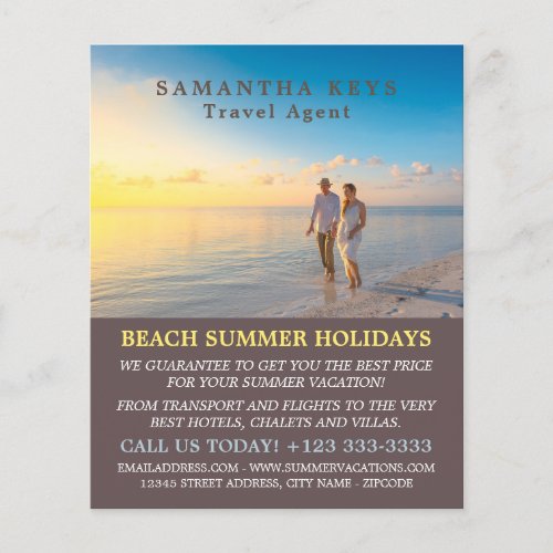Romantic Couple on Beach Travel Agent Advert Flyer