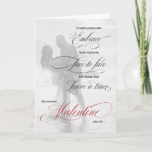 Romantic Couple on the Beach Valentine's Day Holiday Card