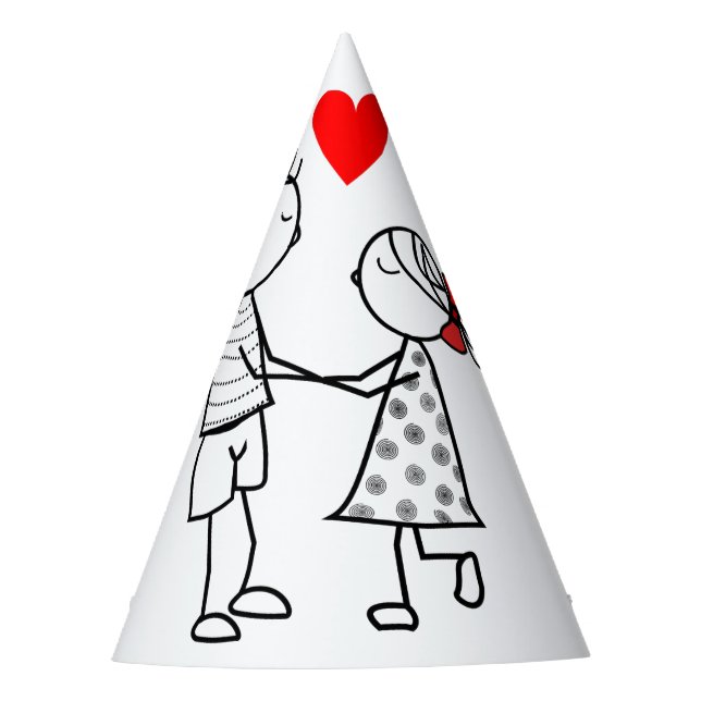 Romantic Couple Paper Party Hat (Front)