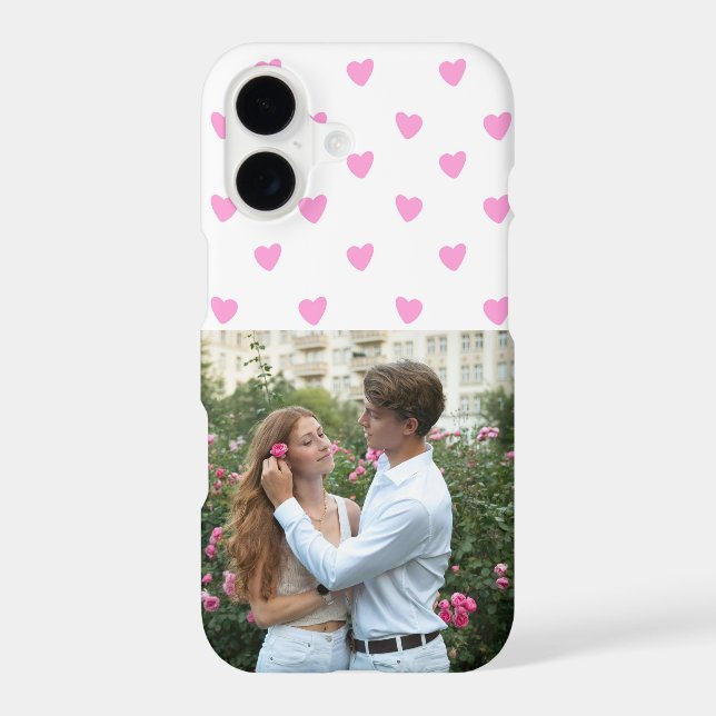 Romantic Couple Pastel Pink Hearts Pattern  Case-Mate iPhone Case (Back)