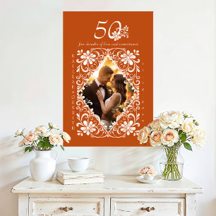 Romantic Couple Photo 50 Anniversary Burnt Orange Acrylic Print