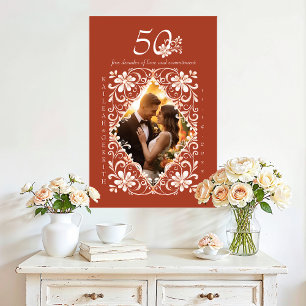 Romantic Couple Photo 50 Anniversary Red Rust Acrylic Print