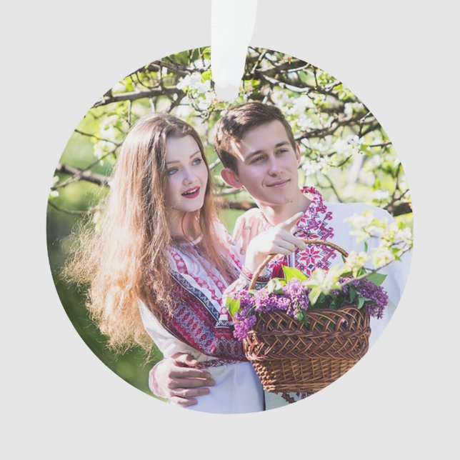 Romantic Couple' Photo Christmas Ornament Keepsake (Front)