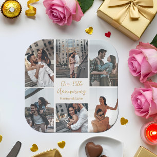 Romantic Couple Photo Collage Anniversary Party Paper Plates