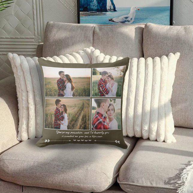 Romantic Couple Photo Collage Throw Pillow (Creator Uploaded)