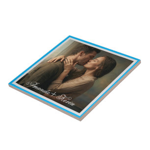 Romantic Couple Photo & custom Name Ceramic Tile
