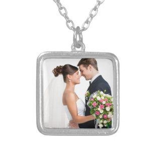 Romantic couple photo Wedding Silver Plated Necklace