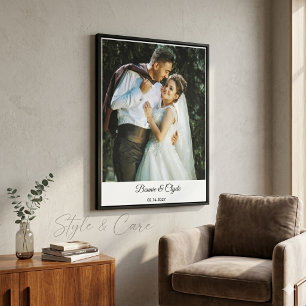 Romantic Couple Photo With Names And Date Canvas Print