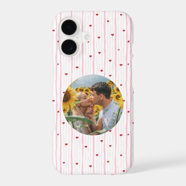 Romantic Couple  Pink Heart Stripe Case-Mate iPhone Case (Back)