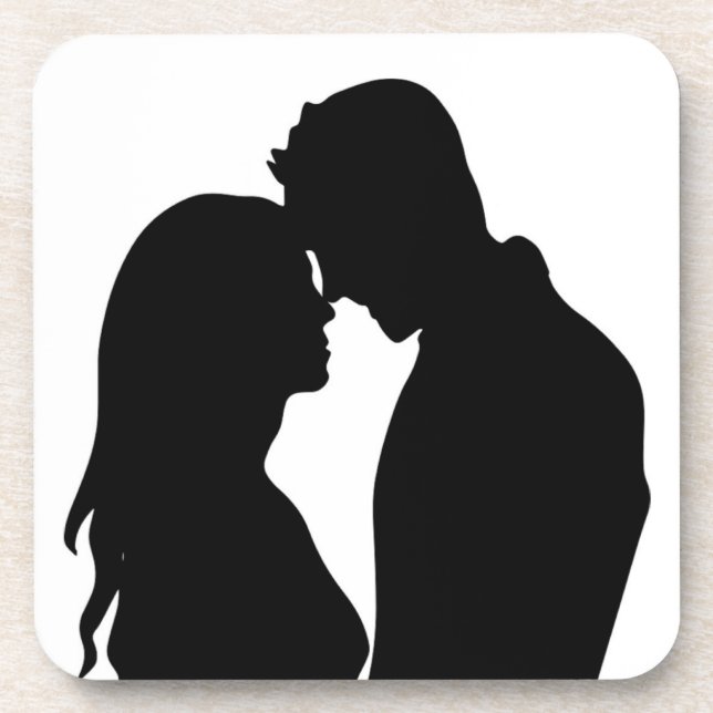 ROMANTIC COUPLE SILHOUETTE BEVERAGE COASTER (Front)