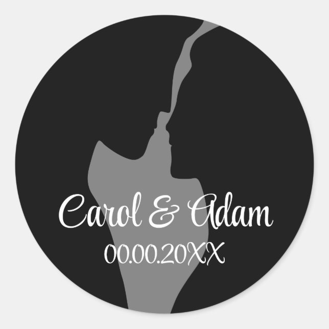 Romantic couple silhouette custom wedding stickers (Front)