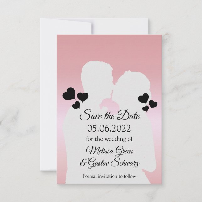 Romantic Couple Silhouette Inspiring Save the Date (Front)