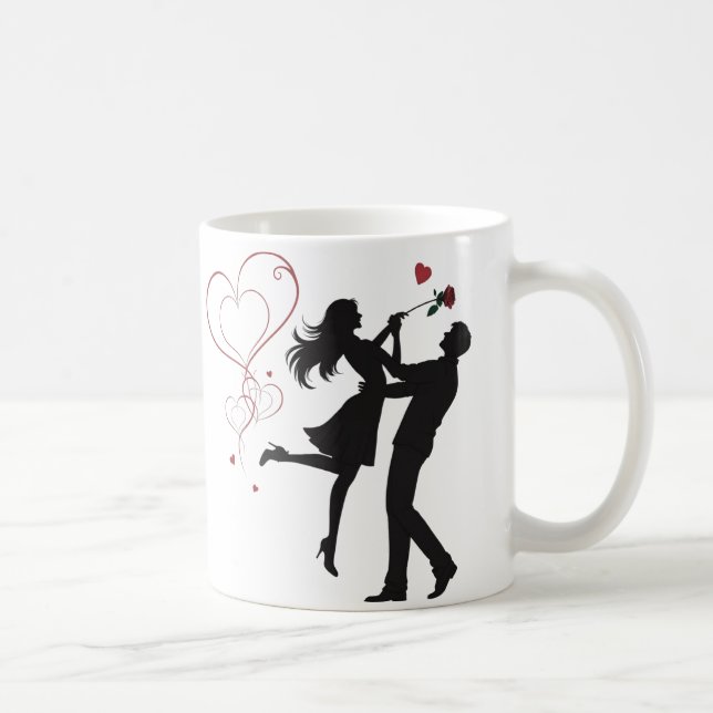 Romantic Couple Silhouette Love – Heart Valentine Coffee Mug (Right)