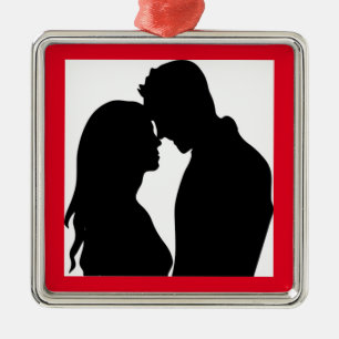 ROMANTIC COUPLE SILHOUETTE METAL ORNAMENT