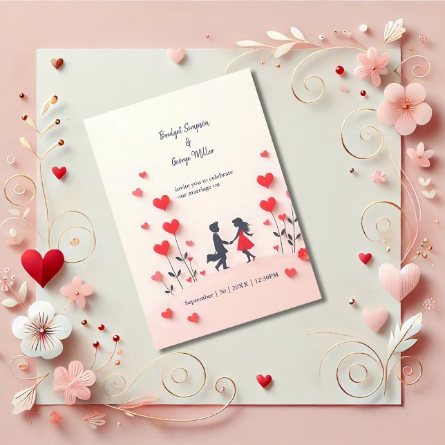 Romantic Couple Silhouette red hearts wedding (Creator Uploaded)